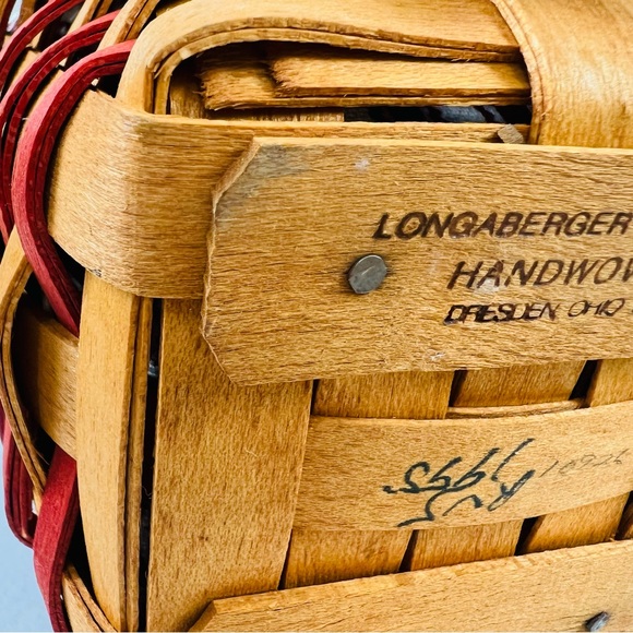 Longaberger 1995 Sweetheart Sweet Sentiments Small Basket Liner and Heart Charm - Picture 8 of 15